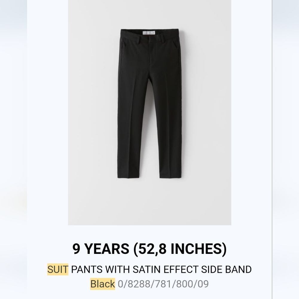 Zara Black Dress pants with satin effect side band size 9